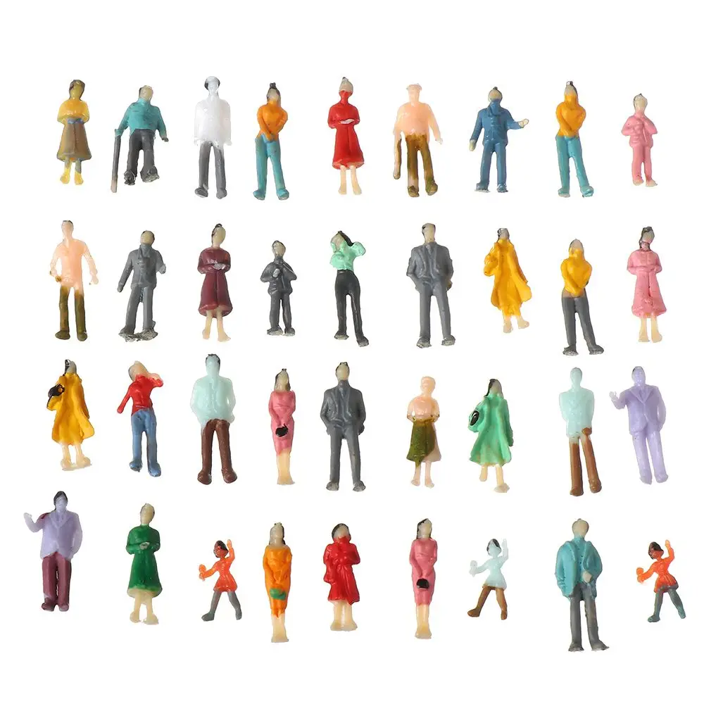 

50/100pcs 1:200/1:100/1:150/1:75/1:50/1:30/1:25 Scale Model Building People Figures Mixed Color Plastic Colorful People
