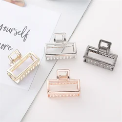 1Pc Women Geometric Hair Claw Solid Color Hair Crab Retro Square Shape Mini Metal Hair Clips Claws Fashion Hair Accessories