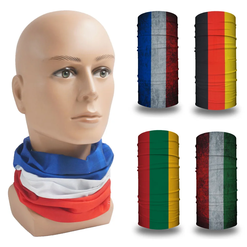 France/Germany/Hungary/Lithuania Flags Seamless Tube Bandana Outdoor Cycling Hiking Scarf Neck Cover Windproof Fishing Face Mask