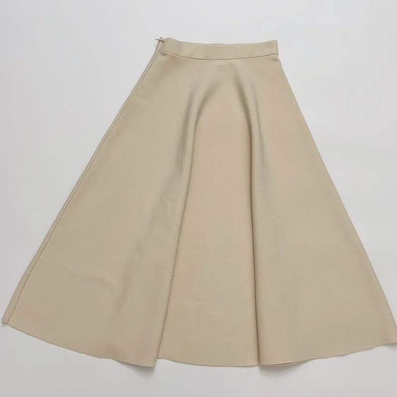 Solid Color Stretch Skirt Flare Skirt for Women