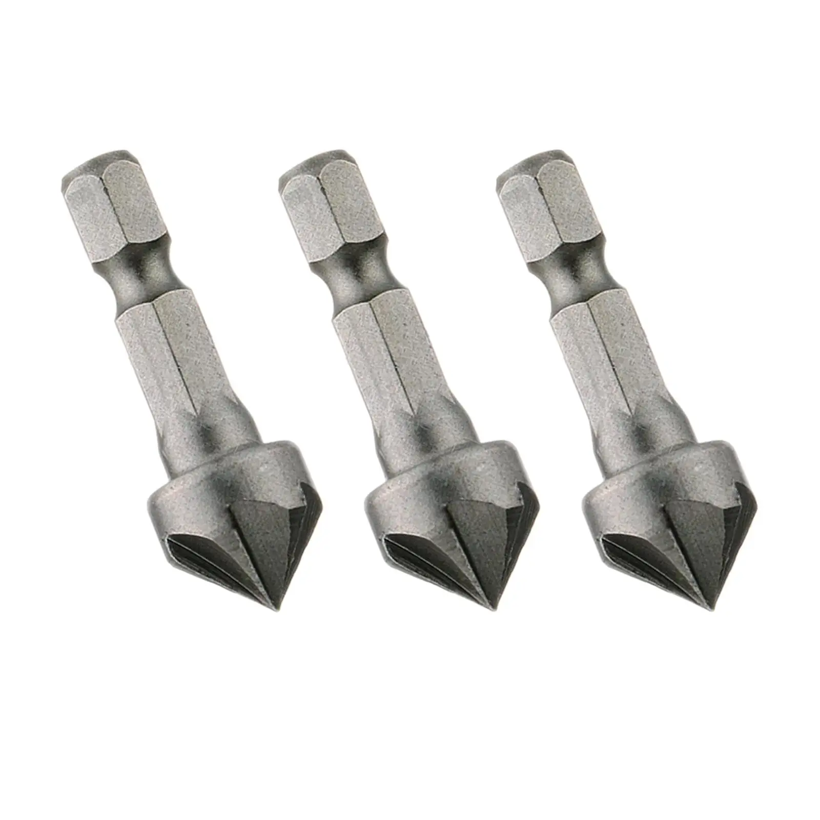 3x 90 Degree Countersink Drill Bit Direct Replaces Hexagonal Sturdy Counterbore 5 Flute for Rubber Carpentry Wood Metal