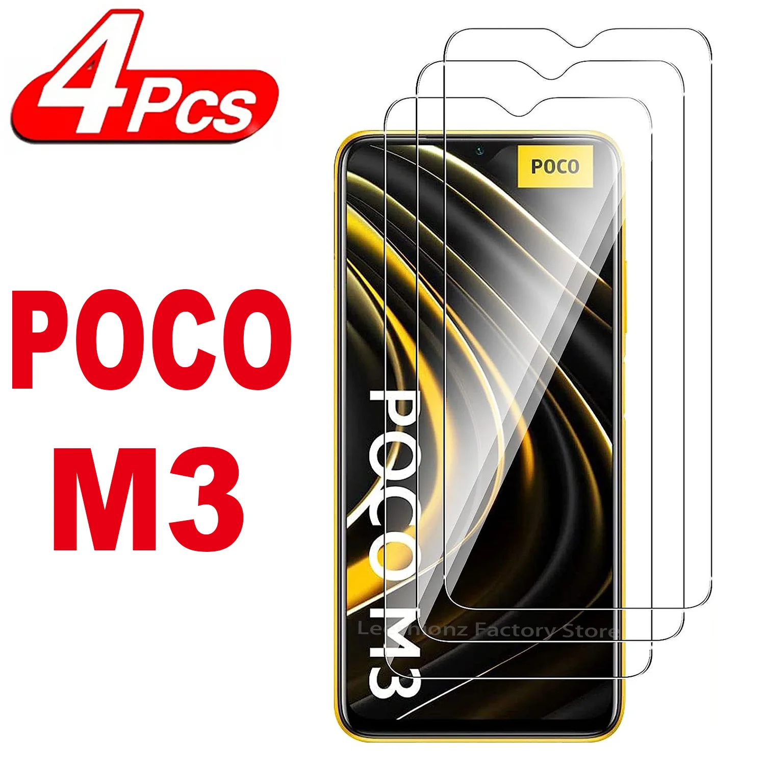 2/4Pcs Screen Protector Glass For Xiaomi Poco M3 Tempered Glass Film