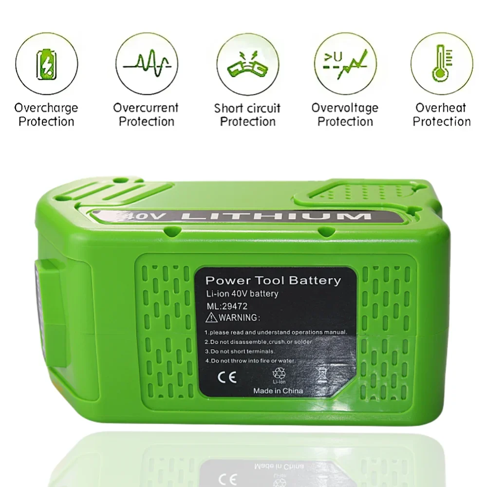 GreenWorks 잔디 예초기 전동 공구 배터리 교체용, 40V G-MAX 전동 공구, 40V 5000, 6000, 8000mAh