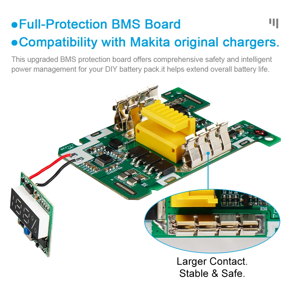 Caixa de bateria bl1830 para makita 18v diy 3.0ah 6.0ah 1860 1850 caixa com placa pcb bms proteção de carregamento led digital bl1840