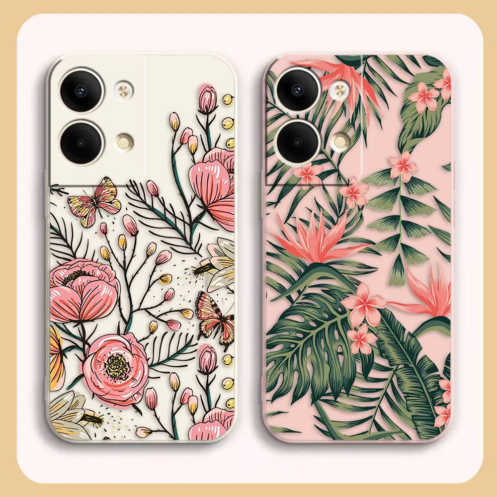 Phone Case For OPPO RENO 8 7 9 6 7SE 5 4 4SE 4 4G 5G PRO PLUS Colour Case Cover Funda Cqoue Shell Capa Spring Flowers Butterfly