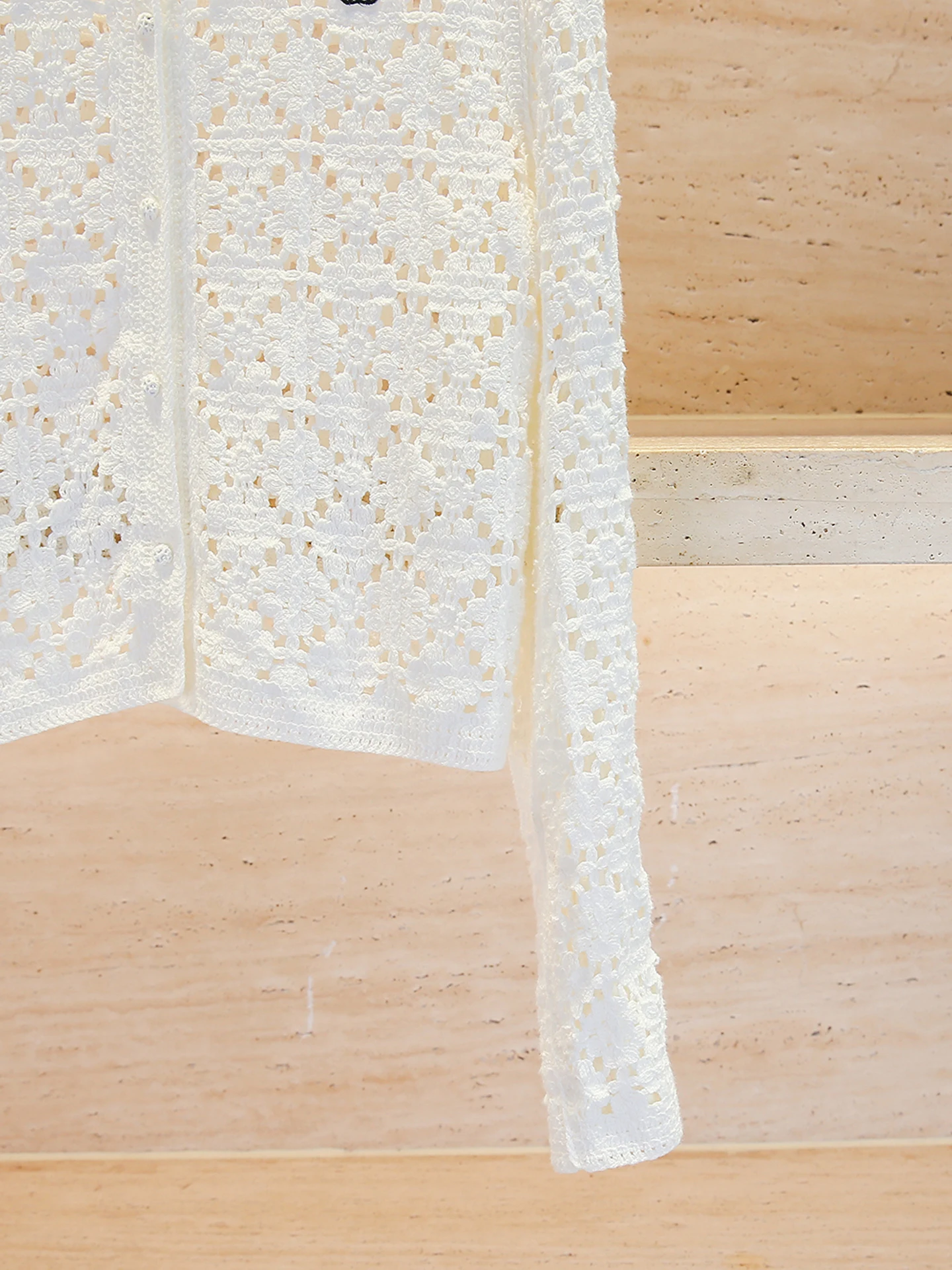 Ele – Cardigan tricoté ajouré pour femme, haut doux, Design à crochet Floral, confortable, Long, Sve irt