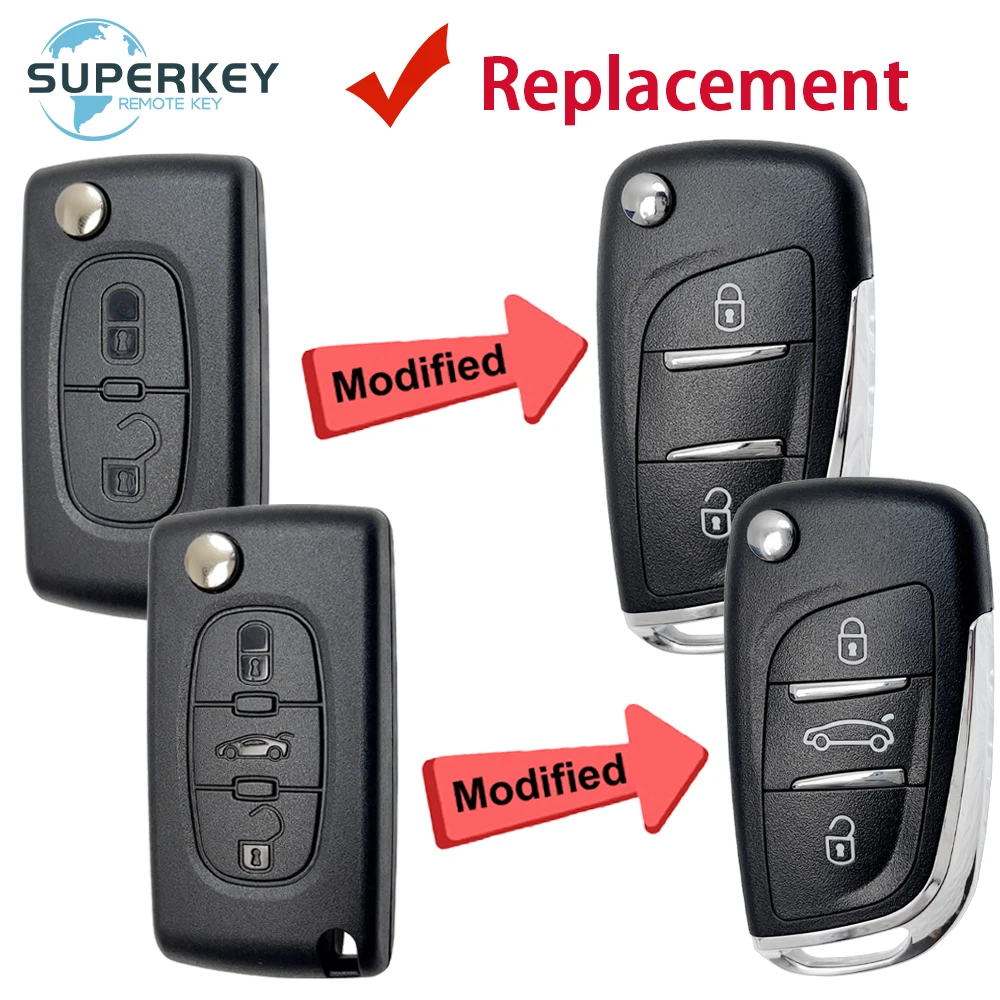 Modified For Citroen C2 C3 C4 C5 Berlingo For Peugeot 107 207 307 307S 308 407 607 Remote Flip Car Key Shell Case Cover