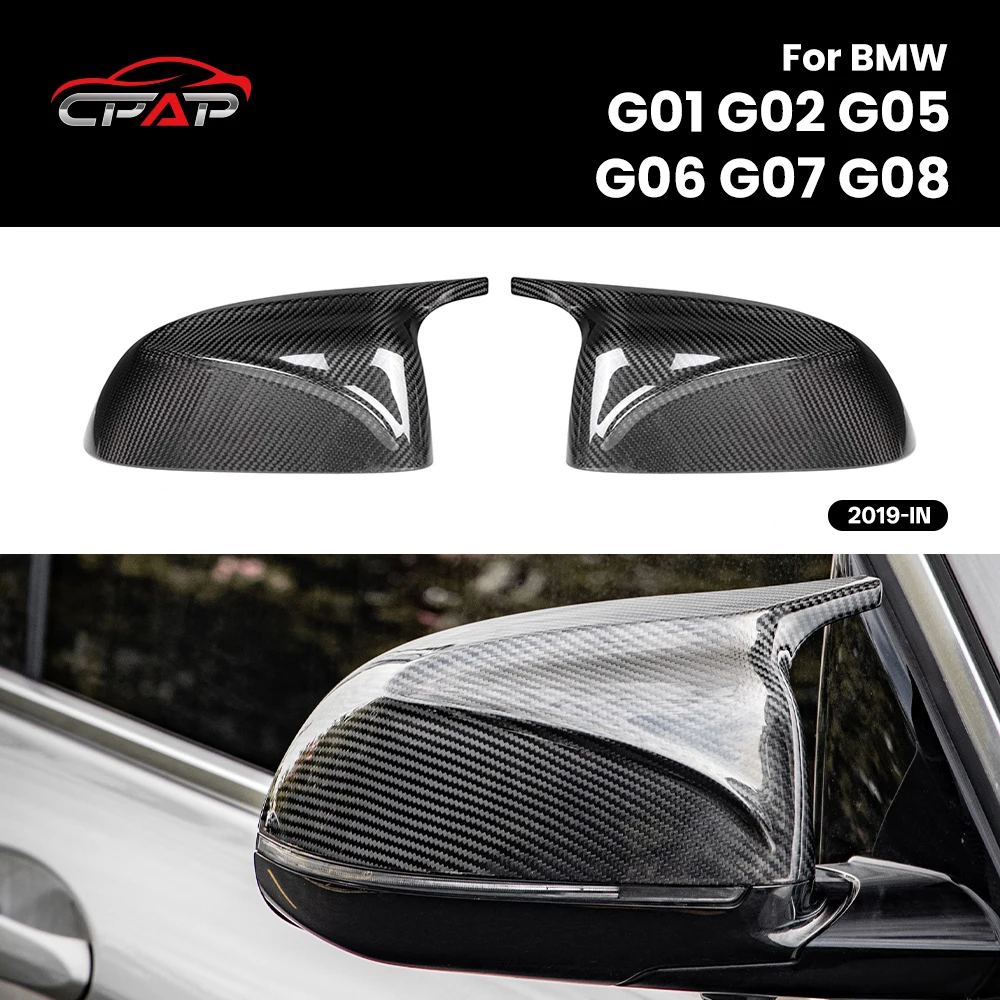 Real Dry Carbon Fiber Exterior Rearview Cover Mirror Caps for BMW X3 G01 X4 G02 X5 G05 X6 G06 X7 G07 iX3 G08 BEV M Style 2019-IN