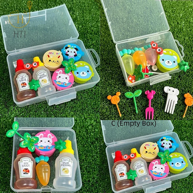 Transparent Plastic Storage Box Sauce Bottle Fruit Fork Storage Box Empty Storage Box Jewelry Rectangle Case