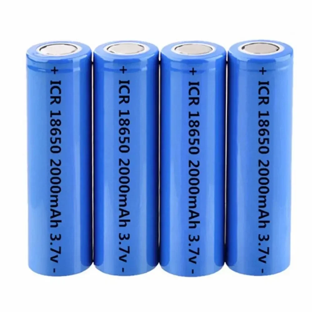 ICR18650 Rechargeable Battery 3.7V 2000mAh 18650 Li-ion Battery Cell for DIY Power Tool Battery Flashlight Solar light