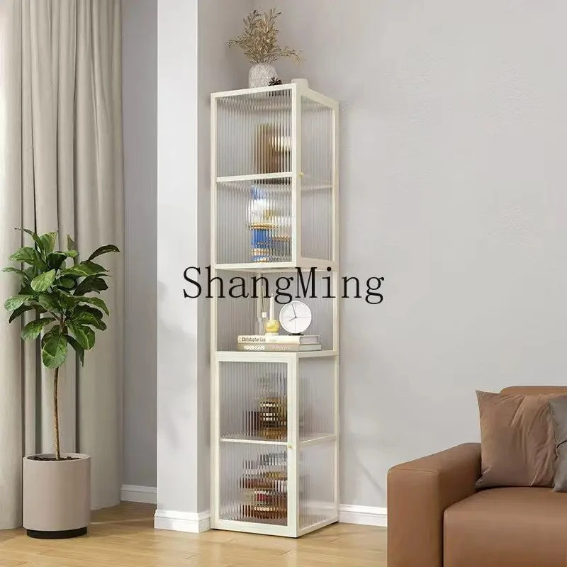 

FG household high value wrought corner floor rack living room simple glass cabinet household bedroom storage locker