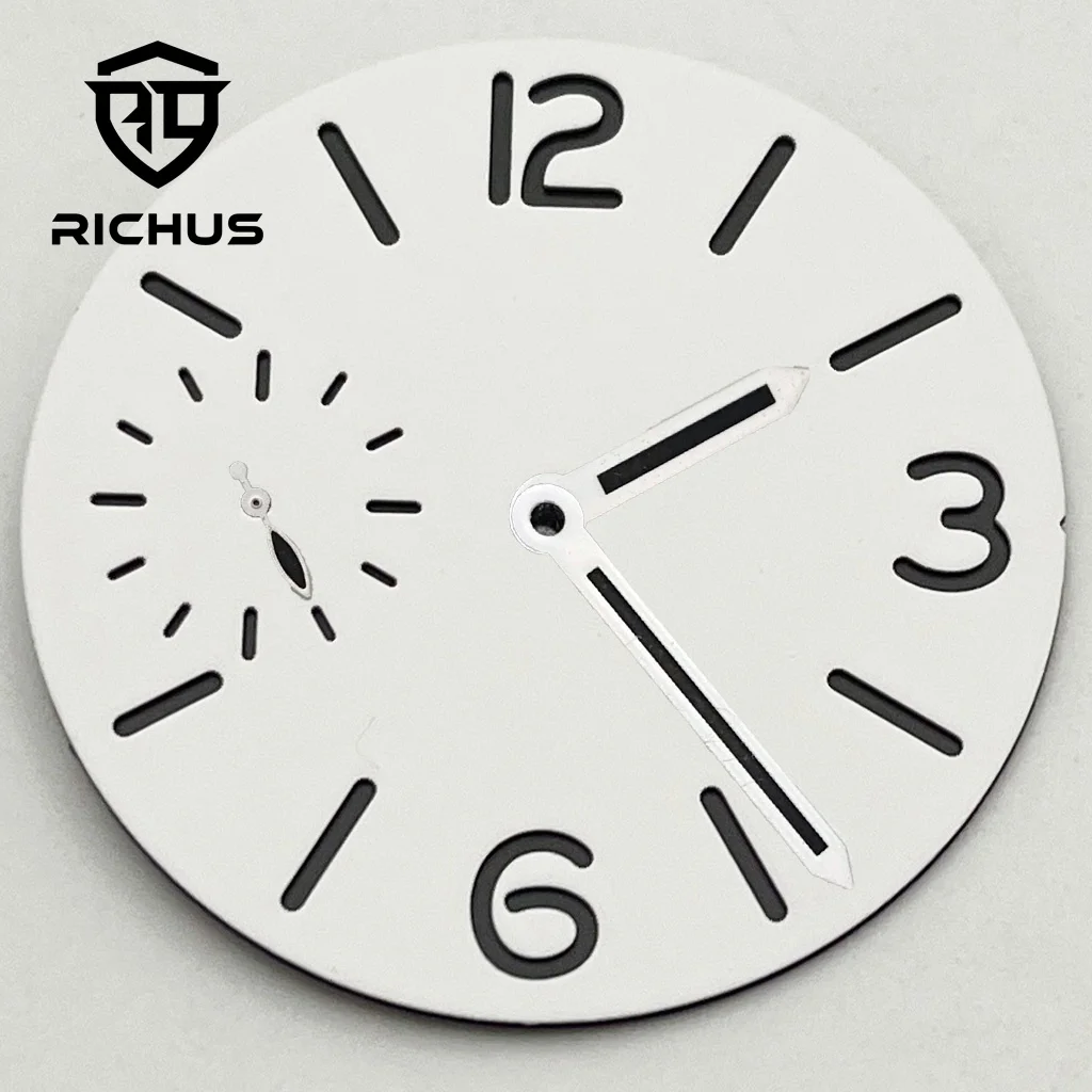 

Циферблат часов RICHUS 37 мм со стрелками, зеленый светящийся циферблат, подходит для ETA 6497 ST3600, аксессуары для часов с механизмом