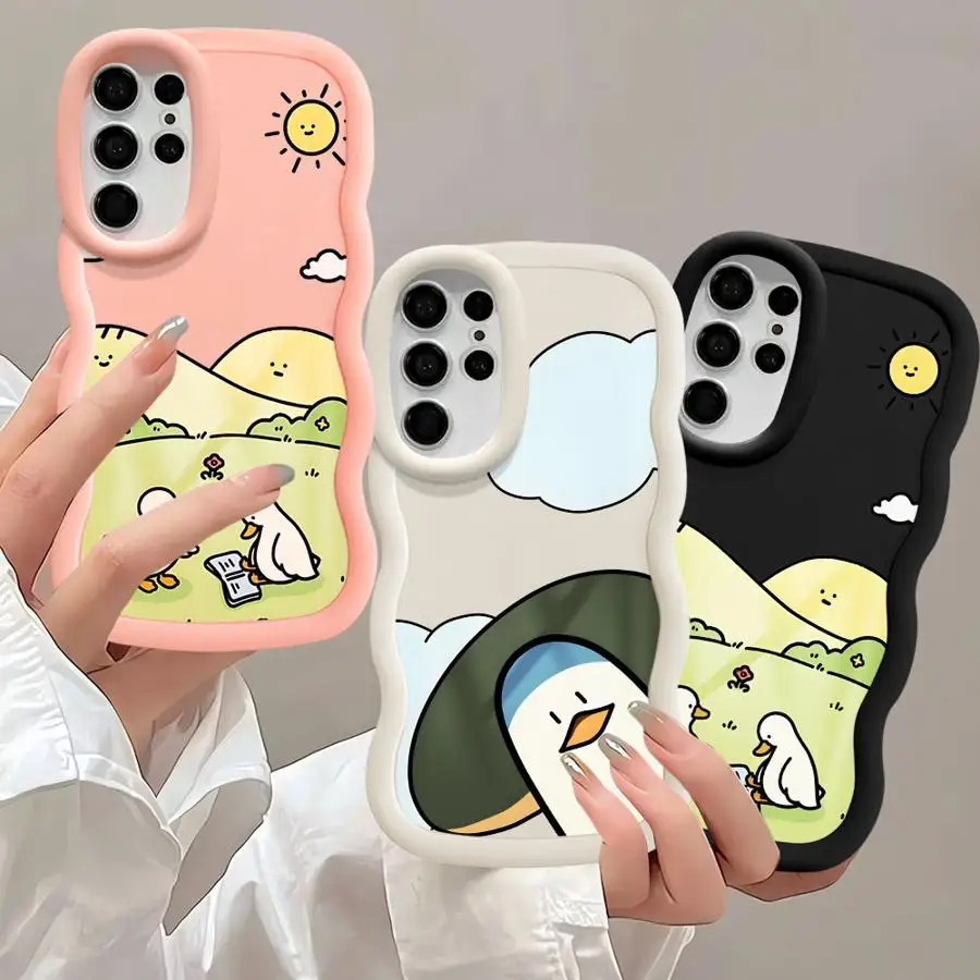 Soft Phone Cover Case for Samsung Galaxy S24 S25 S21 S25+ S20 FE S24+ S23 Plus S22 Ultra Duck Cartoon