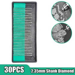 30pcs 2.35mm Shank Diamond Burs Set With Box For Dremel Electric Grinder Power Tool Accessories Abrasive Tools dropshipping