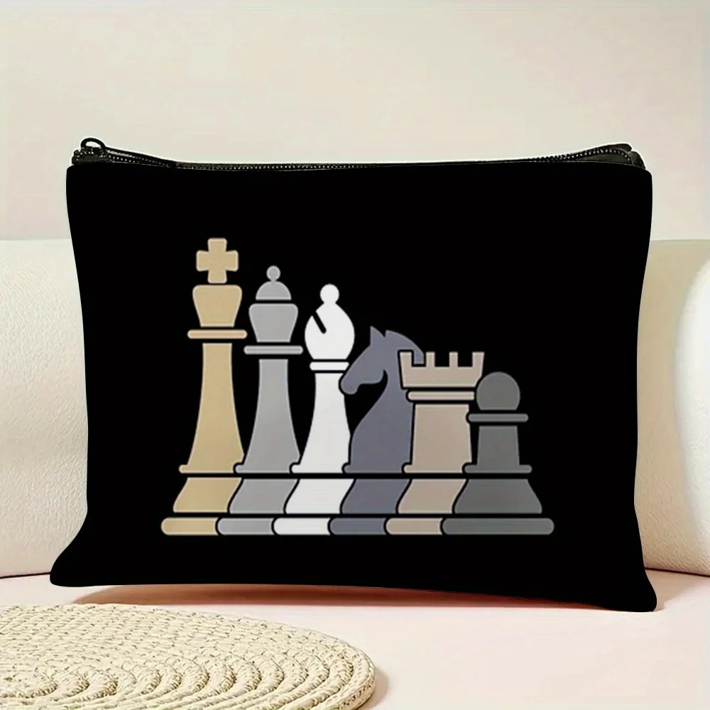 1pc Chess Pieces By Designeclipse Makeup Bag Handbag Toiletry Bag Pencil Case Gift Bag, Cosmetic Storage, and Essentials