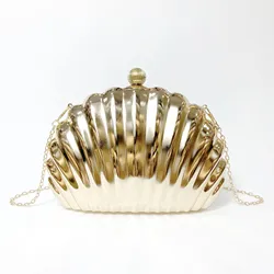 Trendy Women's Handbags Fashion Exquiet Metal Gold Silver Black Seashell Box Chain Shoulder Bags Party Evening Bag Clutches 2022