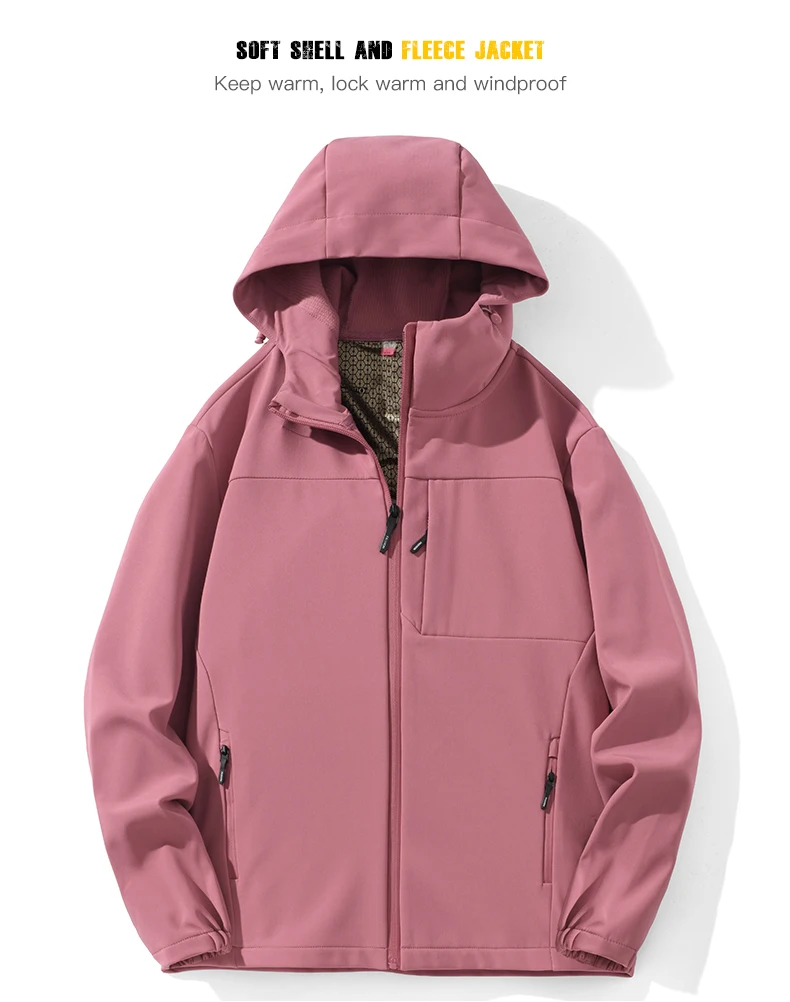 LNGXO Warme Winter-Fleecejacke für Damen, wasserdicht, winddicht, SoftShell für Wandern, Camping, Klettern, Skifahren, Outdoor, Thermomantel – Detail 14
