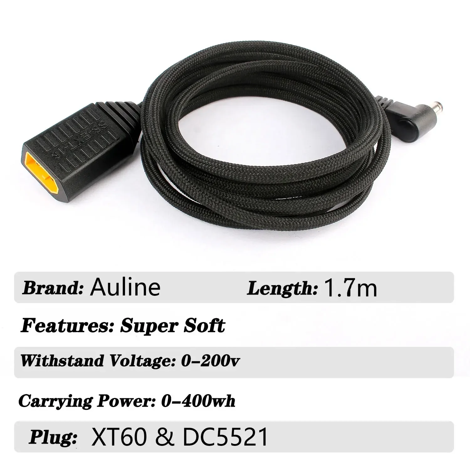 Auline XT60 TO DC5521 Ultra-Soft Transfer Cable 1.7m Przedłużacz do okularów FPV