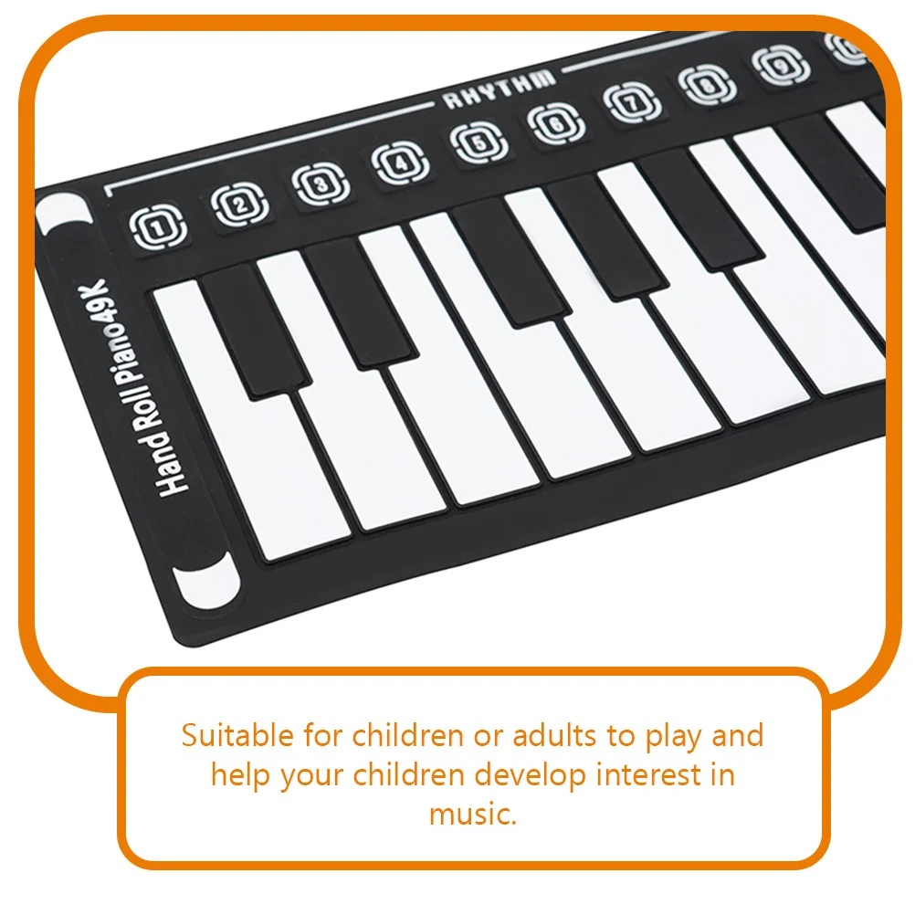 49-клавишное портативное свернутое пианино, электронная клавиатура, складная для взрослых, начинающих, изучающих музыку, силиконовое ручное пианино