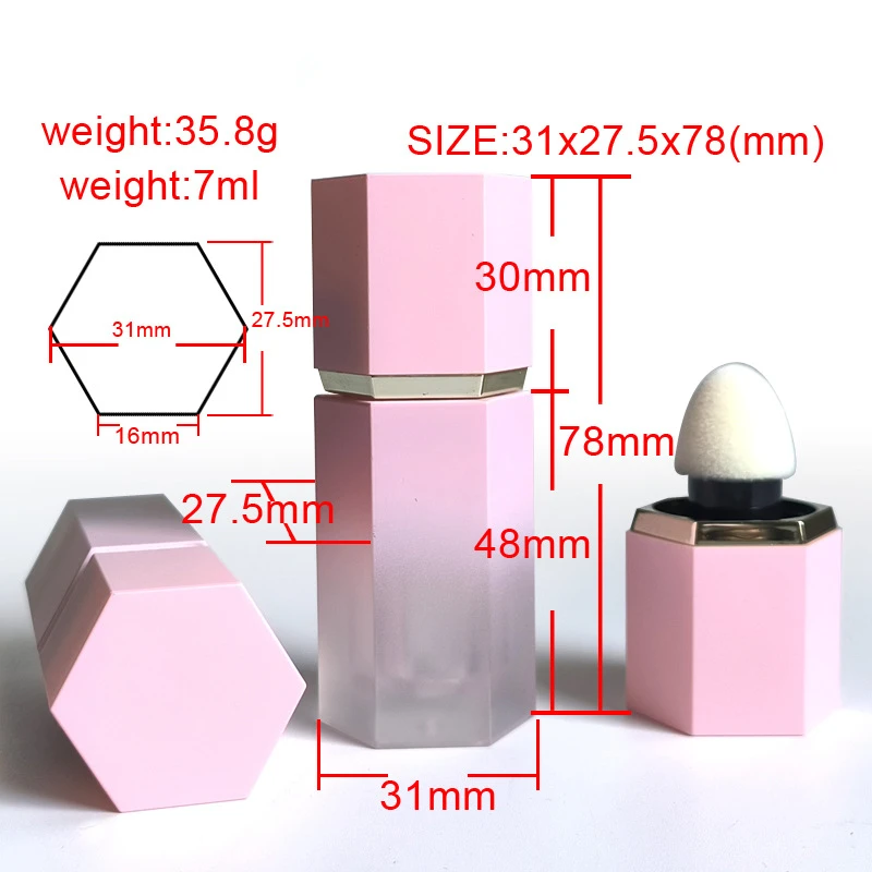 100pcs 7ML Liquid powder blusher DIY Lipstick Tubes Refillable Empty Cosmetic Container Travel Essentials Gradient Pink Makeup