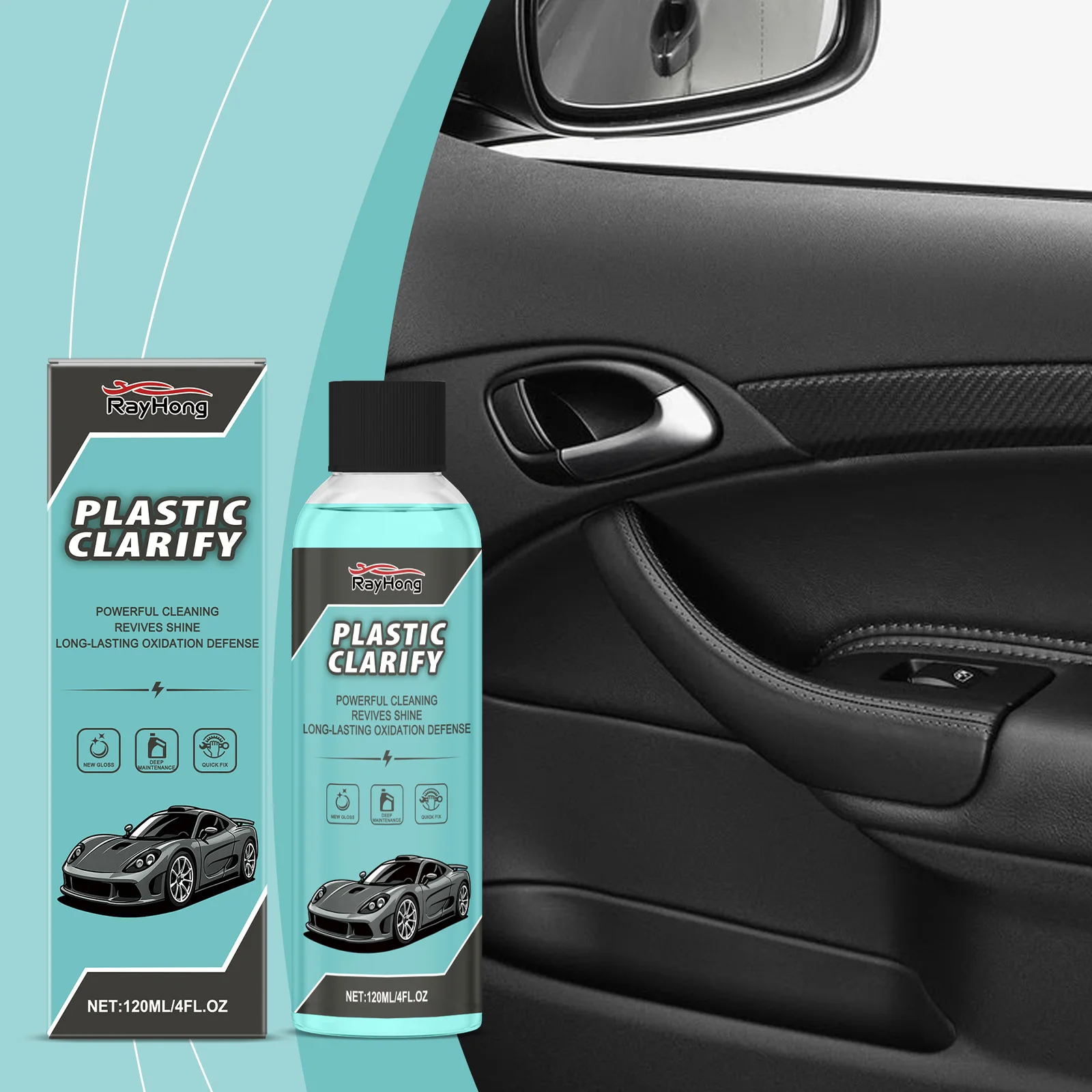 

Car Plastic Refurbisher - Restore Shine & Protect Against UV Aging - 120ml Interior/Exterior Plastic Restorer