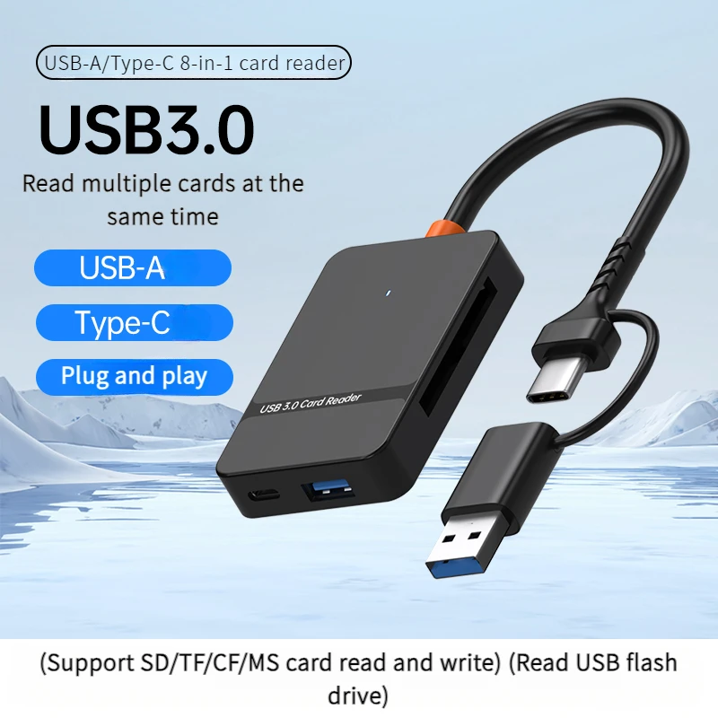 

NIUTOUBIRD USB3.0 OTG card reader, support TF/SD/CF/MS card/USB flash drive reading, can read multiple cards at the same