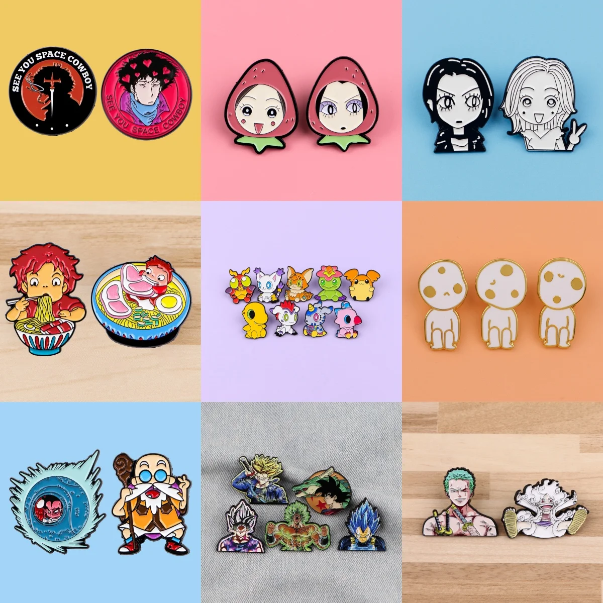 

2-9pcs Cute Monster Enamel Pin Cartoon Anime Badges on Backpack Manga Brooch Set Hat Lapel Pins Cosplay Accessories Toys Gift