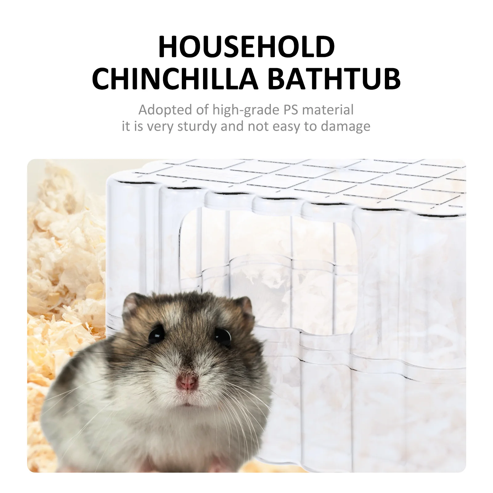 

Hamster Bathtub Transparent Sand Box Smooth Edges Anti-Slip Bottom Durable Ps Material Pet Bath Container For Chinchilla