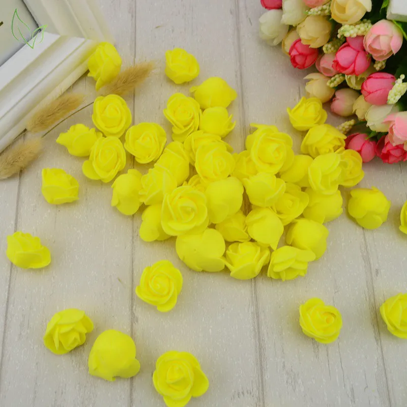 50PCS PE Foam Fake Flower Roses Head Artificial Flowers Cheap Wedding Decoration for Scrapbooking Gift Box Diy Wreath Multi-Use