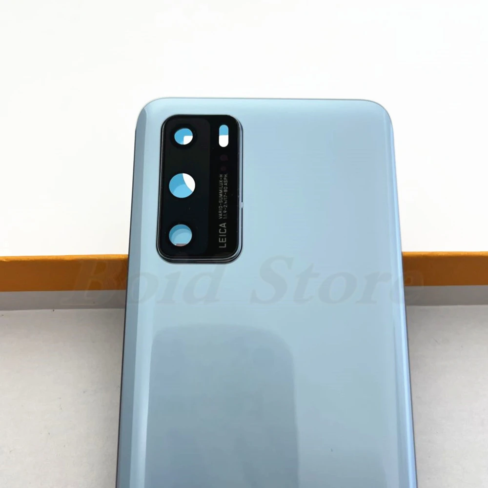 For Huawei P40 Glass Back Battery Cover Rear Door Housing Panel Case With Camera Frame Lens Flashlight Adhesive