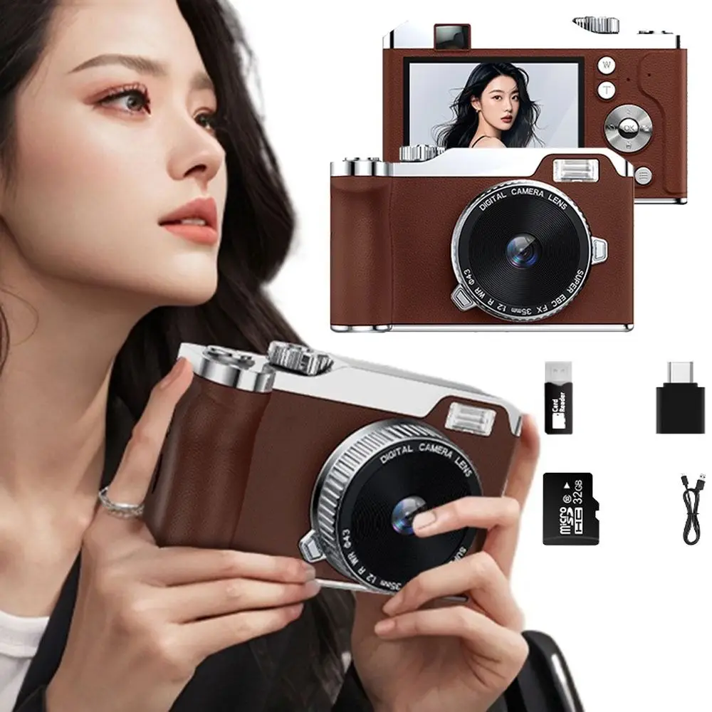 Front/Rear Dual Camera 4K HD Digital Camera Autofocus 2.4 Inch Screen Entry-Level CCD Camera LED Fill light Rechargeable