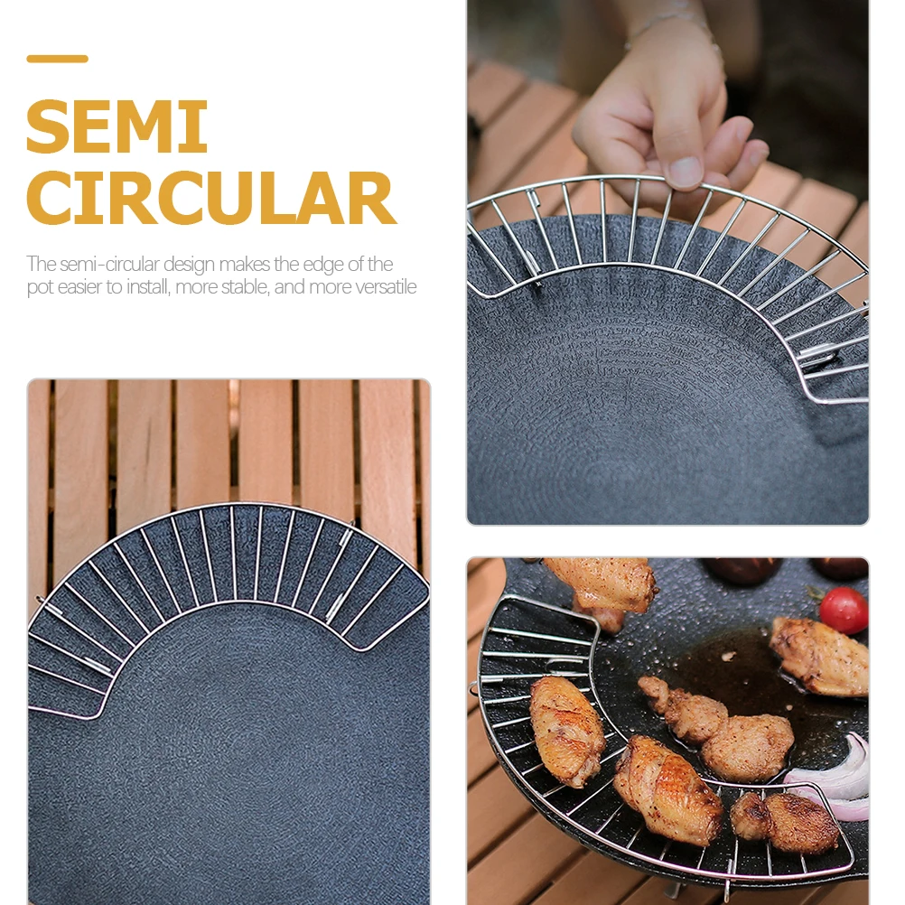 

2pcs Stainless Steel Draining Oil Semi-Circular Fry Oil Filter Rack For 29Cm Baking Pan Bbq Grill Accessories Kitchen Cooling