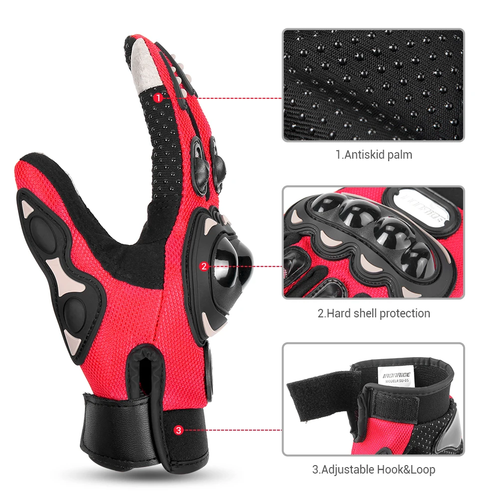 Nuovi guanti da moto da uomo con nocche rigide Touch Screen da donna Guanti da motocross traspiranti con dita intere Accessori moto