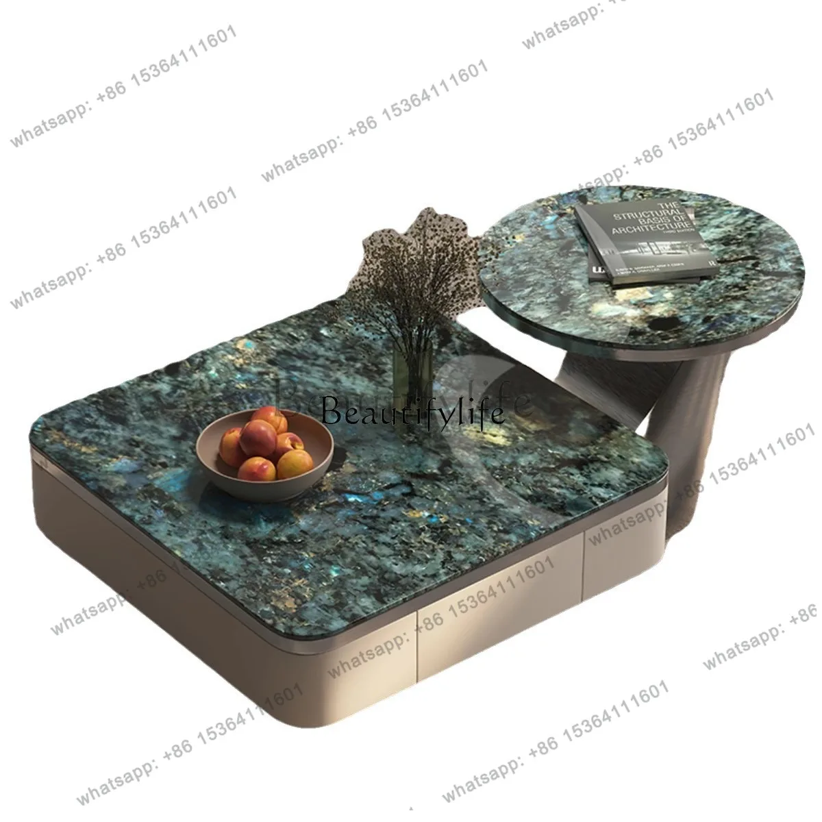 

Кофейный стол из натурального мрамора FG28, итальянский, в стиле лёгкой роскоши, из суперкристаллического камня, итальянский минималистичный дизайн, новинка 2024 года.