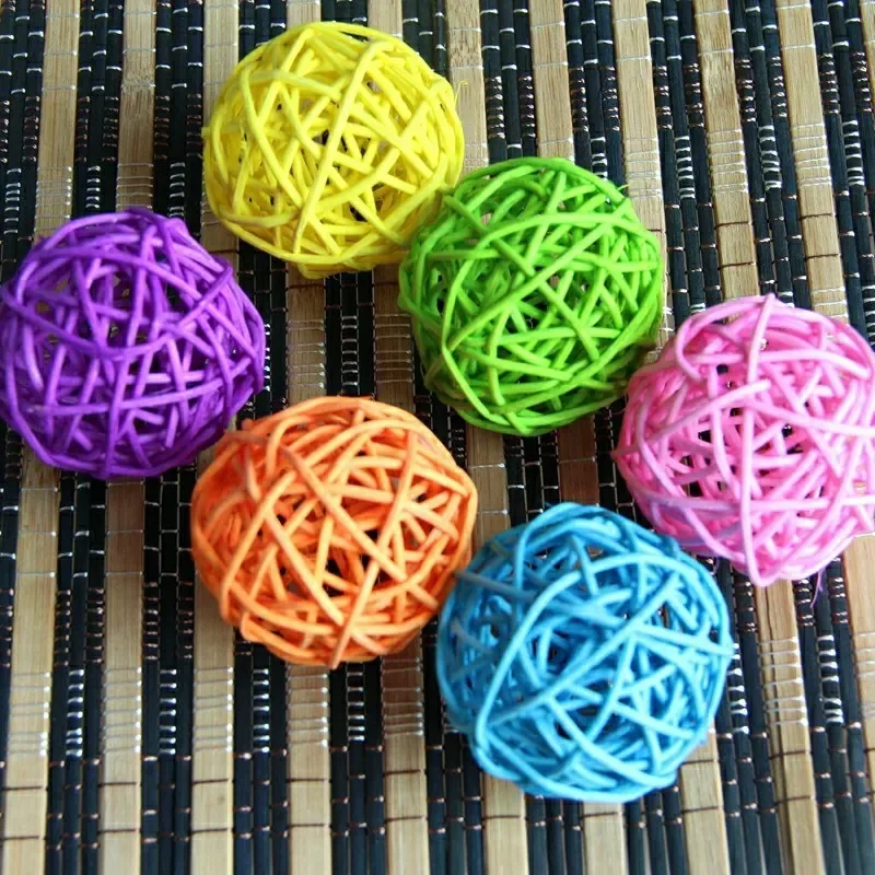 Pet Bird Chewing Bird Rattan Ball Toy For Parrot Budgie Parakeet Cockatiel Chewing Playing Parrot Cages Toys 5pcs