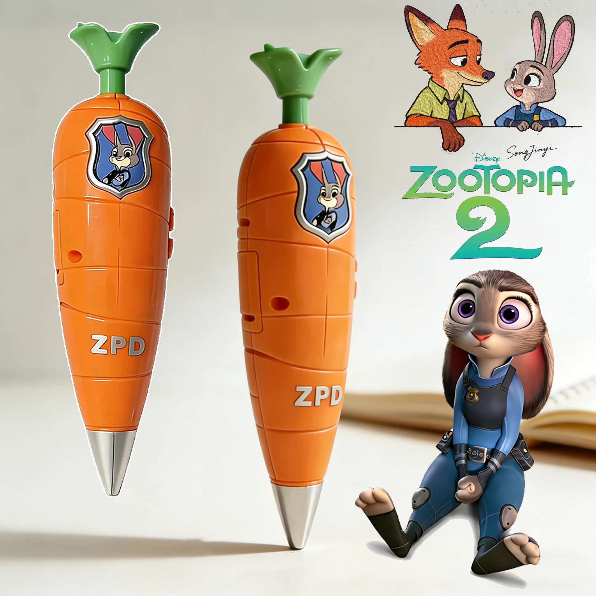 

Zootopia 2 Carrot Recorder Pen | Judy & Nick Style for Kids | 60‑Second Mini Recorder | 2‑in‑1 Gel Pen | Movie Cosplay Prop Gif
