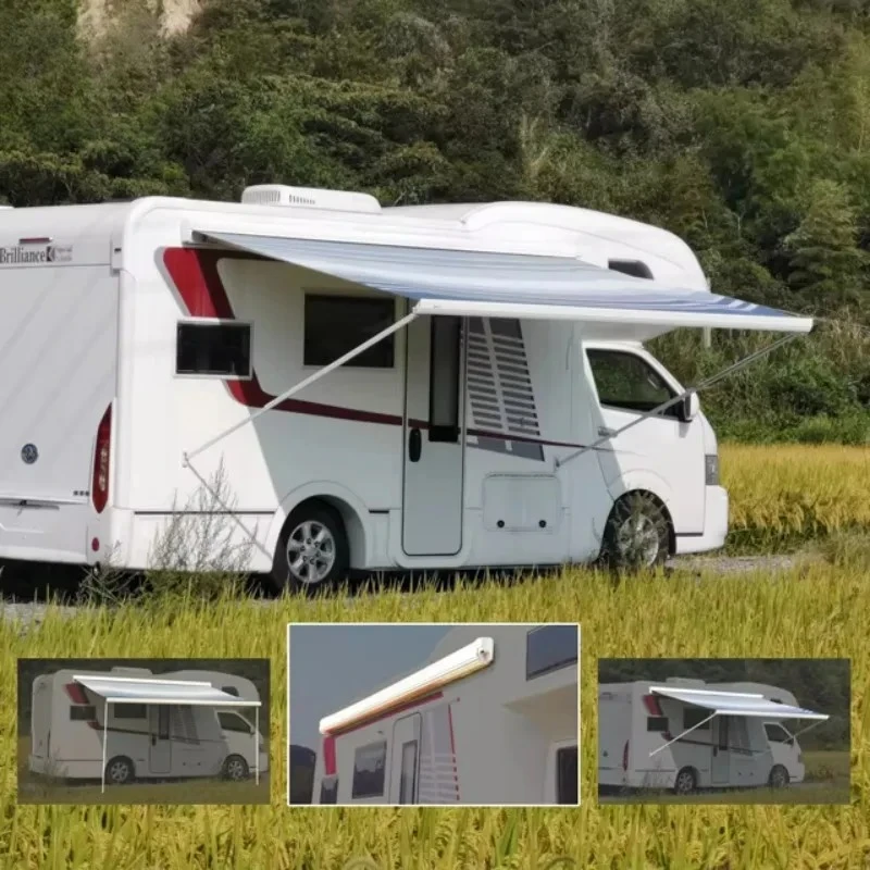 Caravan Awning,Waterproof Camper Accessories Hard Case Caravan Manual Electric Motorhome Van RV Awning Retractable