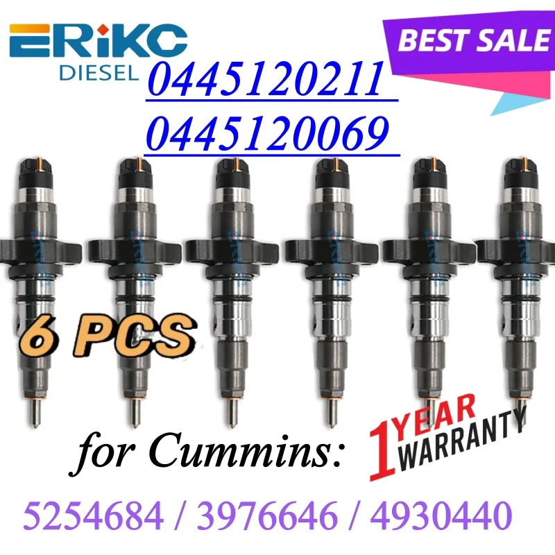 

6 шт. 0445120211 5254684 Дизельная форсунка 0445120069 Распылительная насадка двигателя 0445 120 211 для CUMMINS 3976646 4930440