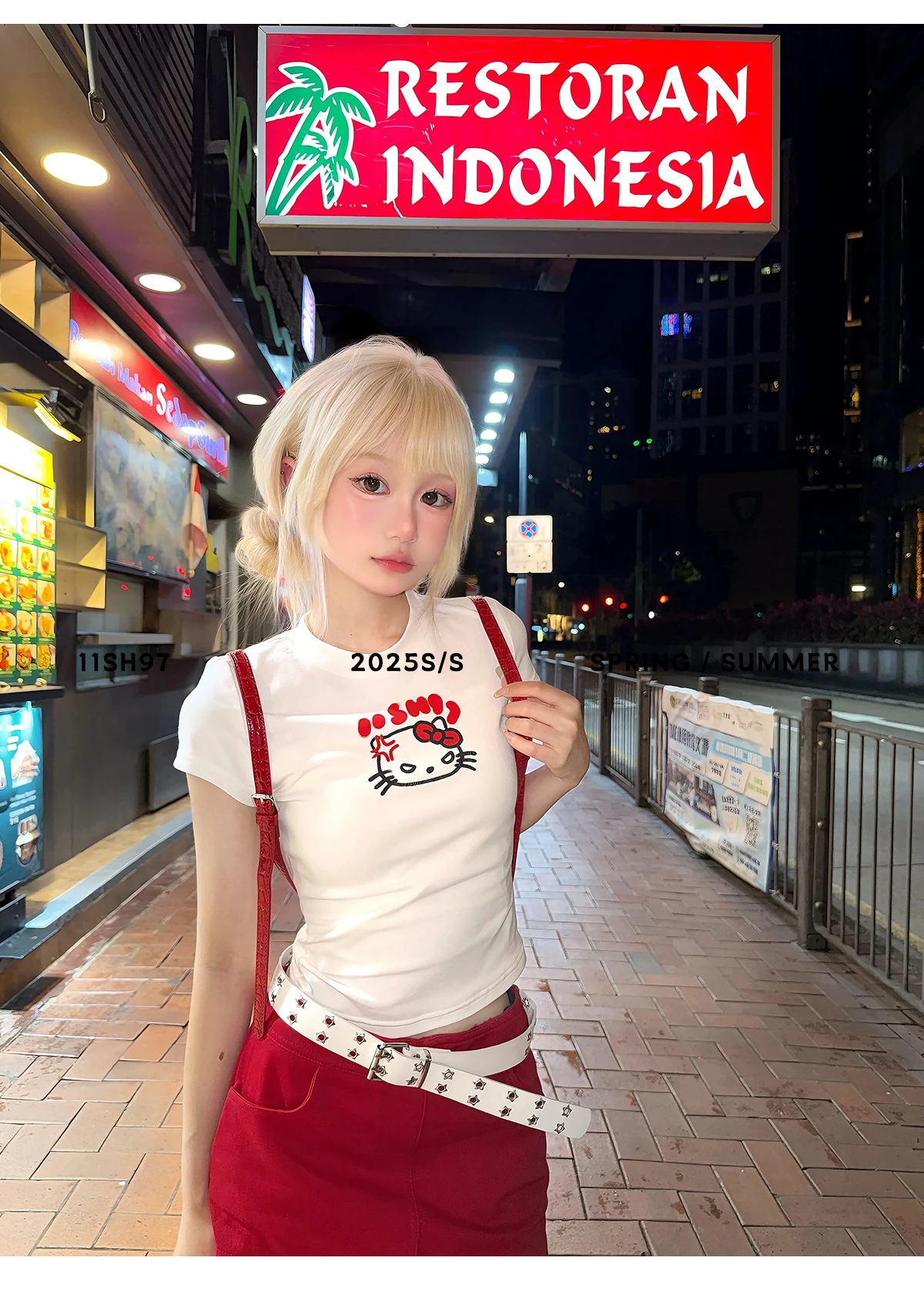 

Sanrio, новая летняя футболка с 3D сеткой Hello Kitty, корейская сладкая и пряная повседневная удобная спортивная универсальная рубашка Y2K для девочек