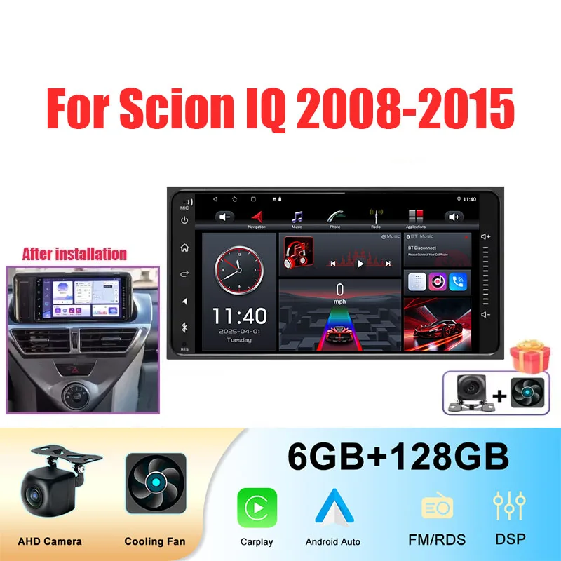 

7'' 6+128GB Car Stereo Radio For Scion IQ 2008-2015 Wireless Apple Carplay Android 13 Stereo GPS Navi BT Wifi Multimedia Player