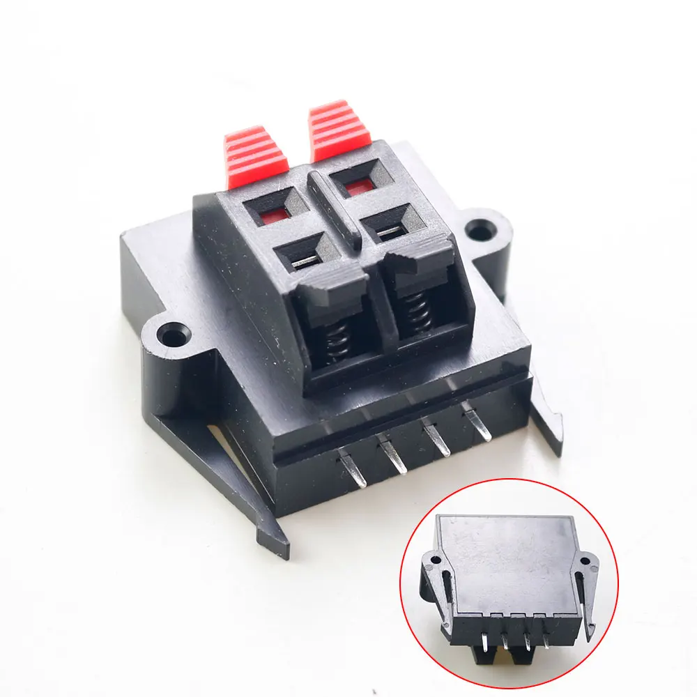 YUXI 2PCS  4 Position Double Row Cable Clip Push Type Speaker Terminal Panel Spring Wiring Base Jack Plug Socket Connector