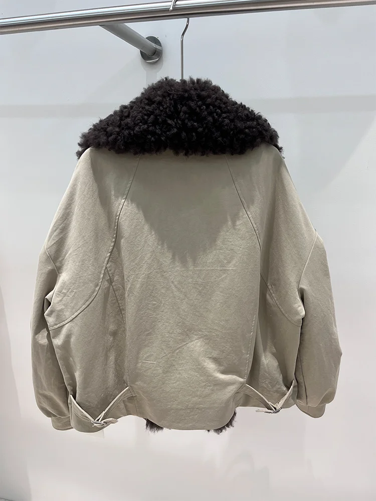 Piumini d'oca caldi invernali moda donna Collo in vera pelliccia di pecora di agnello naturale Cappotti femminili spessi Piumini Capispalla