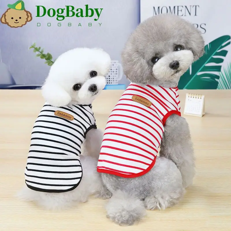 Gilet senza maniche per cuccioli a righe Primavera Estate Vestiti per animali domestici per cani di piccola taglia Pomerania Chihuahua Pullover Gattino T-shirt Abiti