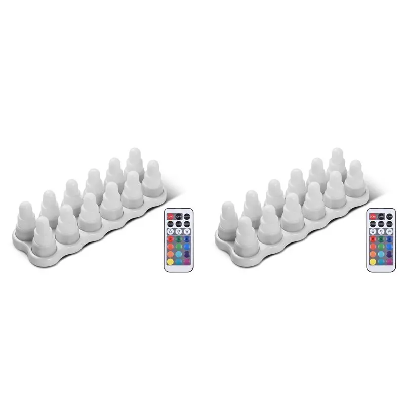 24X Rechargeable RGB LED Tea Wax Light Electronic Tea Candle Lamp Atmosphere Decorative For Wedding, Home Decor EU Plug