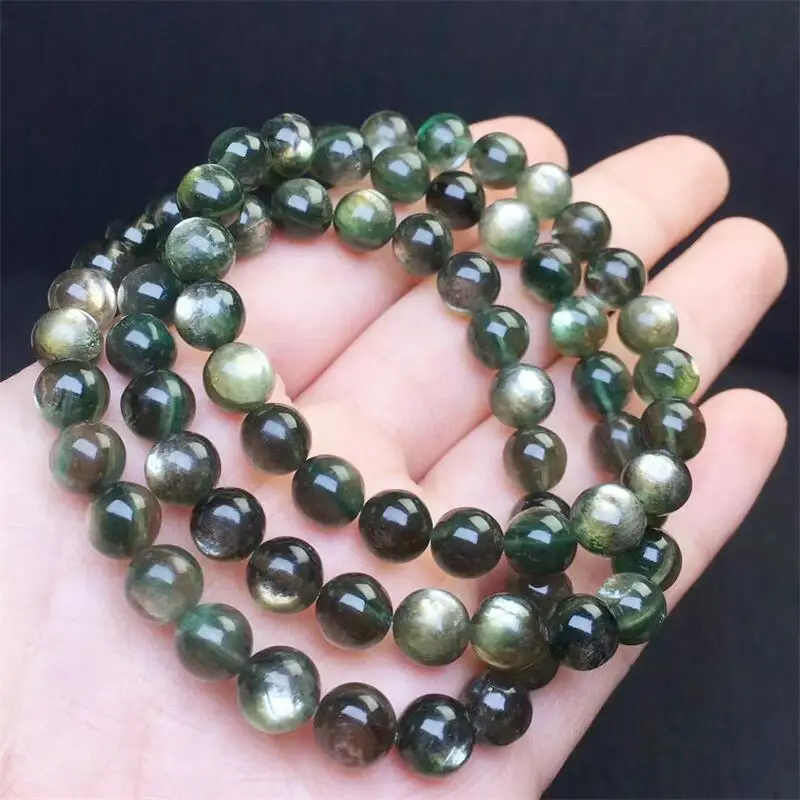 7mm Natural Green Lepidolite Triple Circle Bracelet Accessories Luxury Healing Jewelry Quartz Crystal Stone Bangle 1pcs