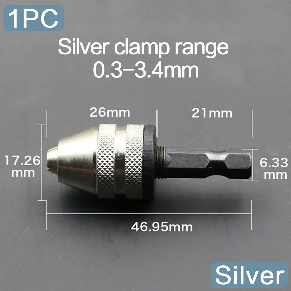 STONEGO-mandril de taladro sin llave, adaptador de cambio rápido, abrazadera de 0,3-3,4mm, convertidor de vástago hexagonal de 1/4 pulgadas para accesorios de herramientas eléctricas, 1 ud.