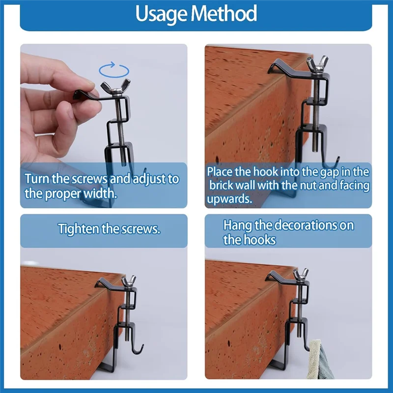 

2025 Trend Brick Hooks 8Pcs, Adjustable Outdoor Brick Hanger Clips For Hanging, Fits Bricks 1.75 Inch-2.8 Inch
