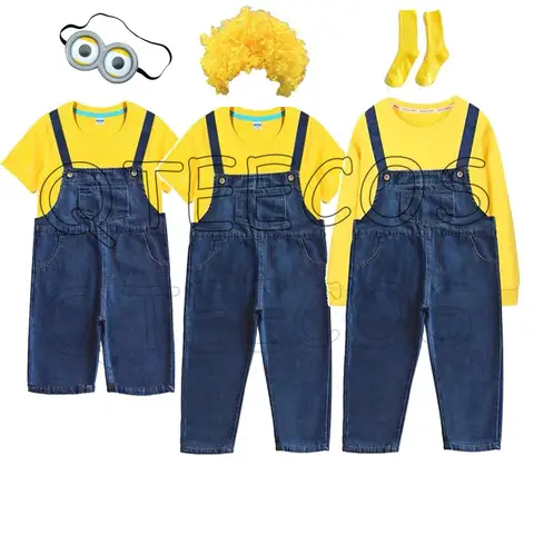 Minions Cosplay Funny Dress Up Jumpsuits Cute Rompers for Boy Girls Despicable Me Movie Carnival Party Clothing Costume