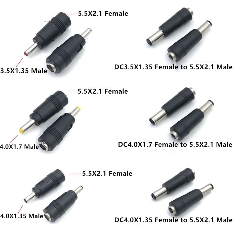 DC5.5x2.1mm Female to Male Power DC Adapter Converter Notebook Compatible with 35135/4017/4817/5030/7450/7955 5.5x2.5mm Jacks