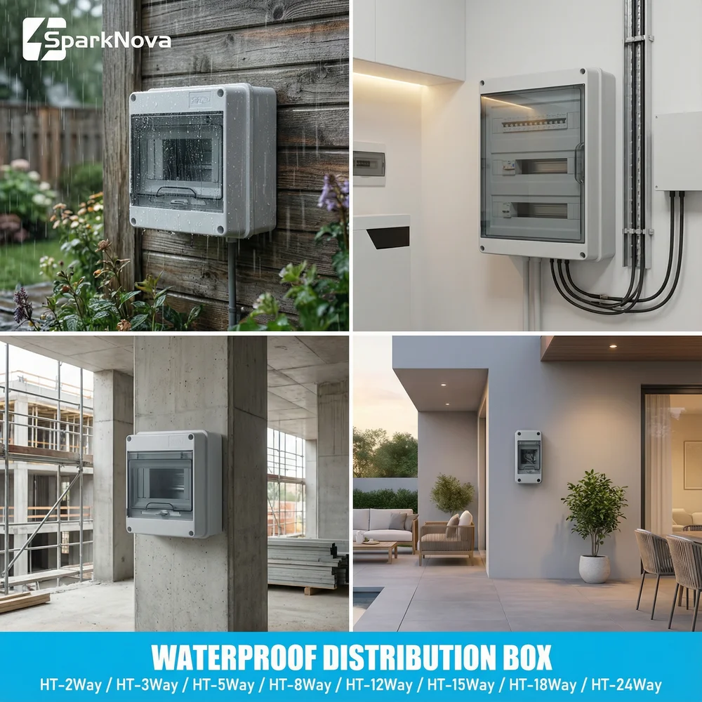 IP65 Waterproof Electrical Junction Box ABS Plastic Distribution Board 2/3/5/8 Way Outdoor Enclosure for CCTV Solar System